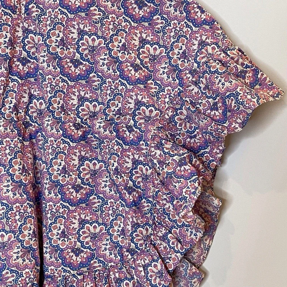Mini Boden Printed Poncho Kaftan Swim Coverup Lupin Peach Paisley‎ Print Trip 3T